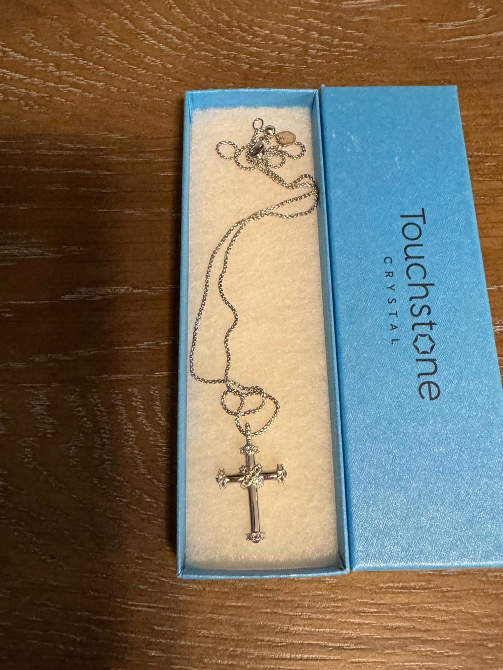 Touchstone Crystal Silver Cross Pendant Necklace